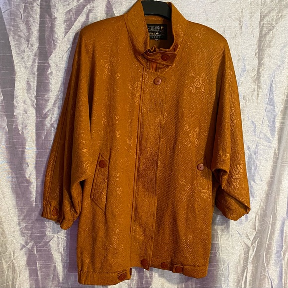 Copper brocade GUC SZ L jacket from Shanghai, no fabric content tag, maybe silk, - Picture 9 of 13